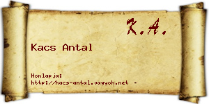 Kacs Antal névjegykártya